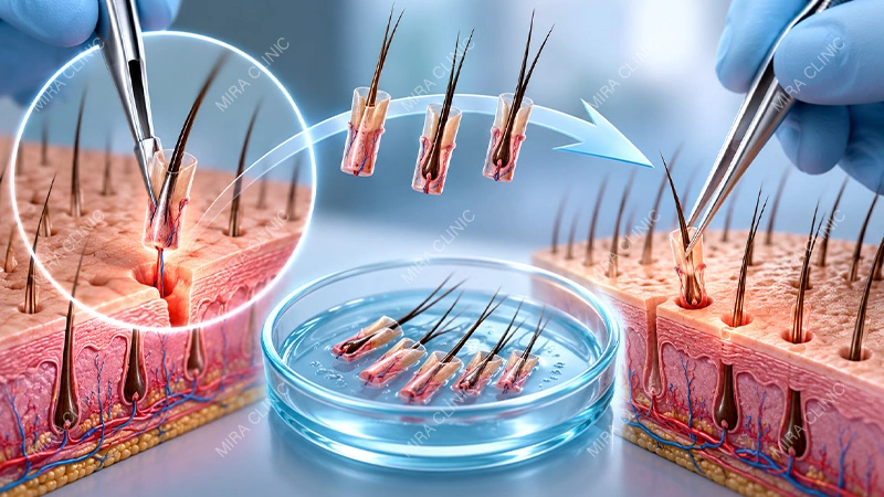 moving healthy follicles from a donor zone